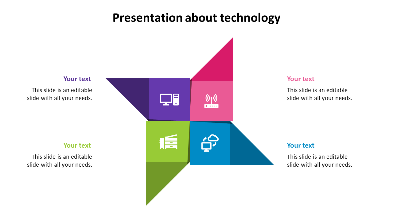 Editable Presentation About Technology With Four Node